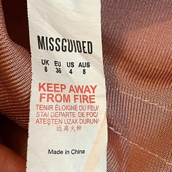 Missguided Plunge Bodycon Midi Sz 4 Dress Pink & White - Picture 5 of 5